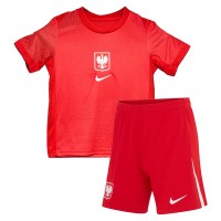 Echipament fotbal Polonia Tricou Deplasare European 2024 pentru copii maneca scurta (+ Pantaloni scurti)